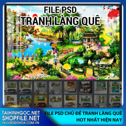 File psd tranh Làng Quê 2023